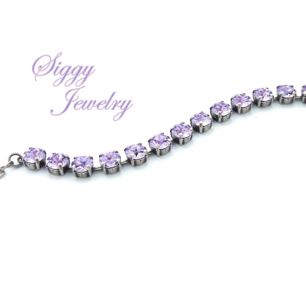 Swarovski 8mm Violet Tennis Bracelet With Charms - Picture 6 of 8